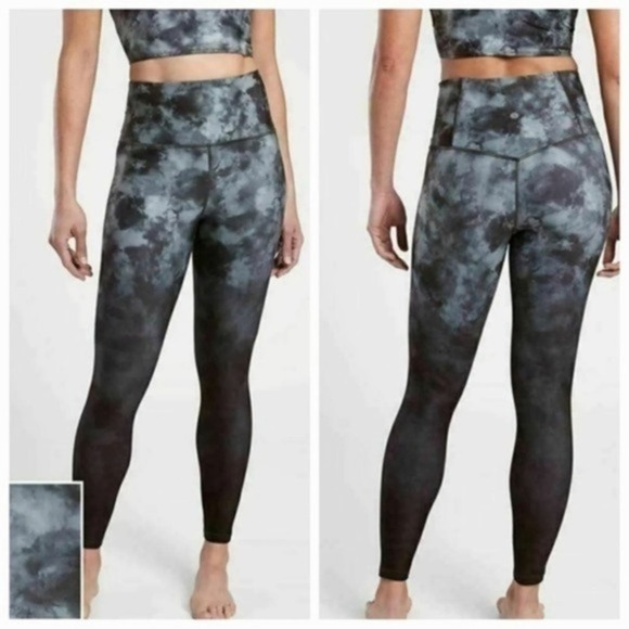 Athleta Pants - Athleta Black Elation Printed Tie Dye Ombre 7/8 Tight XS